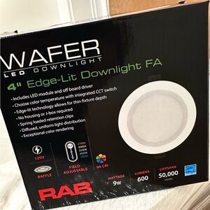 RAB 4"  9 Watt LED Retrofit Downlight - Baffle Trim  WFRL4R99FA120WB -